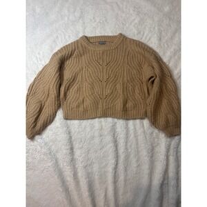 Cupcake Clothing Sweater Women S Tan Good Cropped Balloon Sleeve
